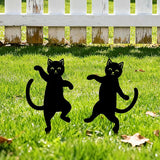 GLOBLELAND 2 Pcs Dancing Cat Garden Stakes for Yard Decor Black Cat Silhouette Metal Stakes Funny Animals Statues Lawn Yard Signs for Cat Lovers Outdoor Party Patio Landscape Decor