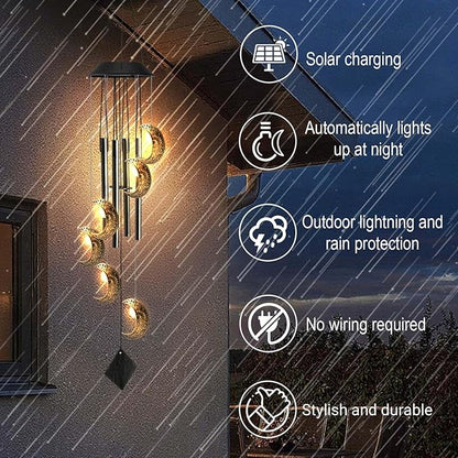 Solar Wind Chimes for Outside, Waterproof Hanging Moon Wind Chimes for Outside， Balcony Patio Garden Decoration, Gift for Loved Ones Friends and Neighbors(Moon)