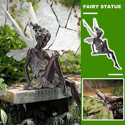 Garden Statues Sitting Fairy Statue Craft Landscaping Yard Decoration,Outdoor Fairy Tale Angel Statue Decoration for Landscaping Yard Yard Ornaments Decor