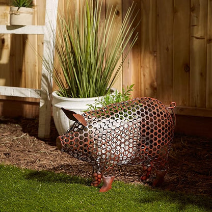 DII Chicken Wire Collection Farm Animal Sculpture, Pig, 13.5x5.5x15.25 inches
