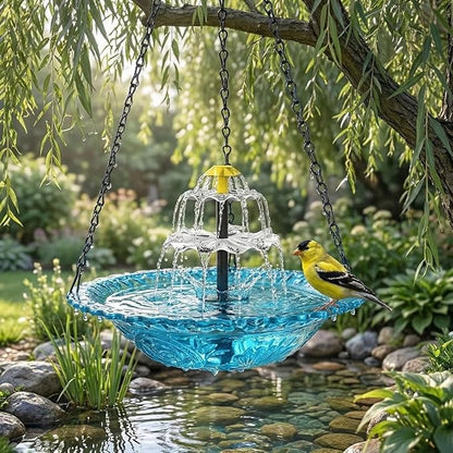 Solar Powered Hanging Bird Bath Fountain, Hanging Bird Bath Fountains Solar Power, Solar Cascade Hanging Birdbath, Tiered Cascade Solar Water Fountains (B Pink)