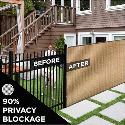 Boen - Backyard Privacy Screen Fence Covering 4' x 50' - Beige - Instant Outdoor Privacy Fence Screen for Any Metal, Chain Link, Wood Panels or Plastic Fencing - Shade & Block Wind Privacy Wall