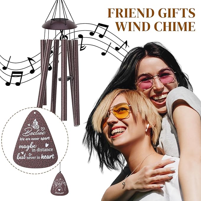 Bestie for Women,32" Bronze Mom Wind Chimes,Bestie Gifts Friendship Gift for Birthday Mother's Day Unique Bestie Gift Ideas for Outdoor Patio,Garden,Window and Home Decoration