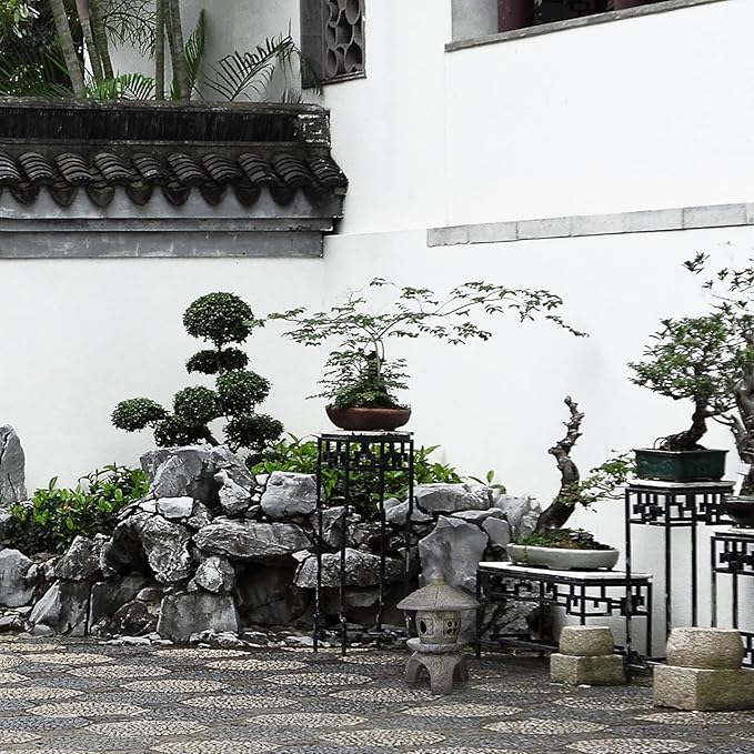 Nuanchu Small Pagoda Statue 12 x 8 Asian Garden Pagoda for Outdoor Zen Decor, Japanese Chinese Concrete Temple Tower Lantern, Marble Tone Aged Miniature Landscape Sculpture for Courtyard