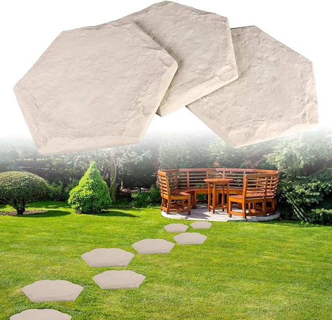 Slip-Resistant Hexagonal Pavers with Textured Easy Ground Installation Garden Decor 4-Piece Pet Friendly Garden Pathway Markers