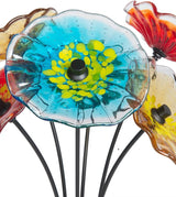 Dale Tiffany AS23099 Fiore Bloom Hand Blown Glass Flower Art Glass Sculpture with Metal Stand for Indoor Garden Patio Decoration, Multi Color, 6-Plate 26" Tall