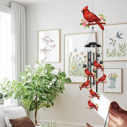 YHmall Cardinal Gifts for Women, 35 in Wind Chimes for Outside Mothers Day Gardening Gifts for Mom Colorful Metal Memorial Wind Chime Cardinal Decor for Home Yard Patio Garden Outdoor