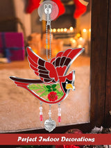 KY&BOSAM Stained Glass Cardinal Suncatcher Happy Mother`s Day Mom Gifts Had Painted Suncatchers for Windows Hanings Ornament with Pressed Real Flower and Heart Charm Gift for Women Mom Mother`s Day