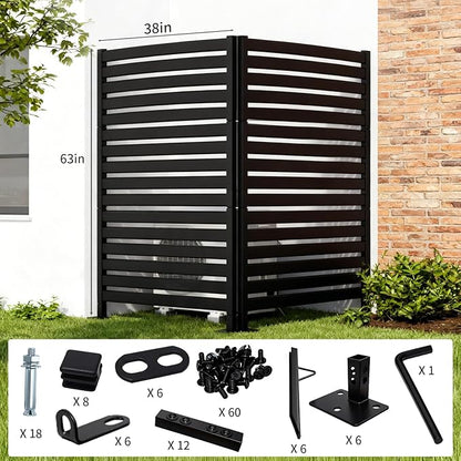 38" W x 42" H x 3 Modular Privacy Screen Kit, 3-Panel Wrought Iron Fence System for Custom Backyard & Patio Enclosures - Hides Multiple AC Units or Creates Dividers