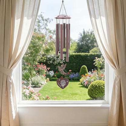 Aunt Gifts for Women - Metal Hummingbird Wind Chimes Outdoor with Greeting Card Garden Patio Yard Home Porch Backyard Hanging Decor Appreciation Birthday Gift for Aunts from Niece Nephew