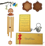 Wind Chimes Outdoor - Sympathy Gift for Loss of a Loved one, 36" Funeral Gift Includes a Letter from Heaven & Keepsake Keychain, Deep Toned, Double Sided Engraving Hexagonal Pendant - Golden