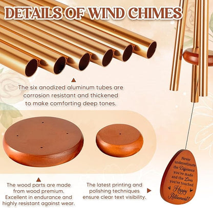 Retirement Gifts for Women Men, Retirement Gift Wine Chimes, Best Happy Retirement Gifts for Teathers Coworker Nurse Boss Friends, Retired Decorations