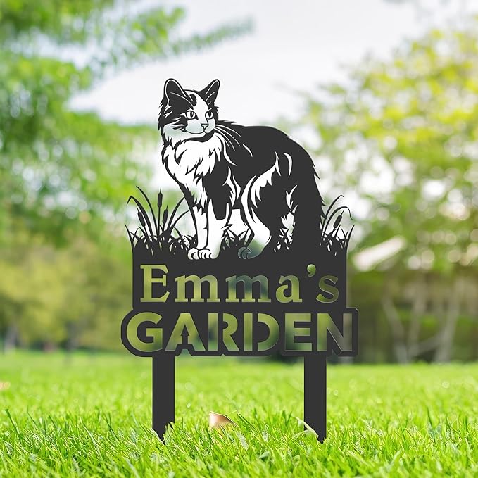 Personalized Cute Cat Kitten Metal Garden Sign,Custom Yard Sign With Stake,Outdoor Garden Décor,Pet Cat Lawn Garden Decorated Statue,Cat Sympathy Yard Metal Sign,Cat Lover Gifts Kailyard Plaque.
