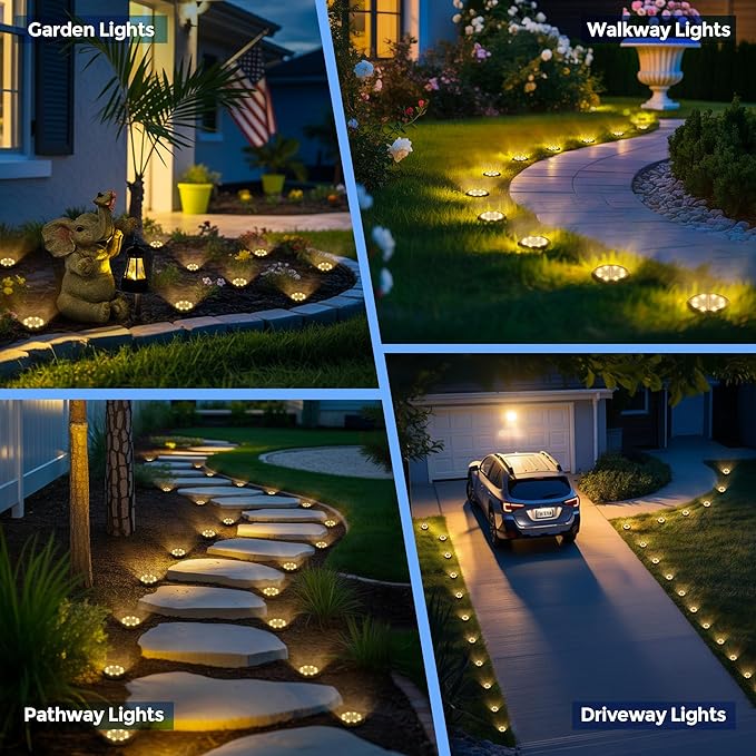 SOLPEX Mini Solar Ground Lights, 20 Pack Solar Lights Outdoor Waterproof, Landscape Lighting for Garden Pathway Driveway Walkway (Warm White)