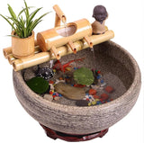 Solar Water Features for The Garden Bird Bath Bamboo Fountain Lucky Flowing Water Tank Living Room Interior Circulation Decoration Bamboo Row Fountain Waterscap,20cm/7.8in