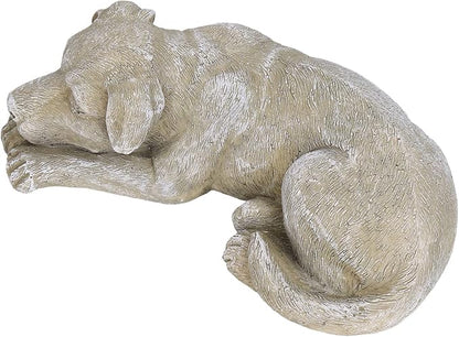 Hapivida Dog Garden Statue, 5.5in Mini Puppy Garden Memorial Stone Sleeping Dog Statue Decor Outdoor Resin Realistics Sculptures Gift Brown