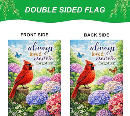 IVN Spring Summer Garden Flag 12x18 Inch Double Sided Burlap Red Cardinal Hydrangea Garden Quote Design Small Outdoor Yard Flag Holiday for Porch Lawn Patio Decor