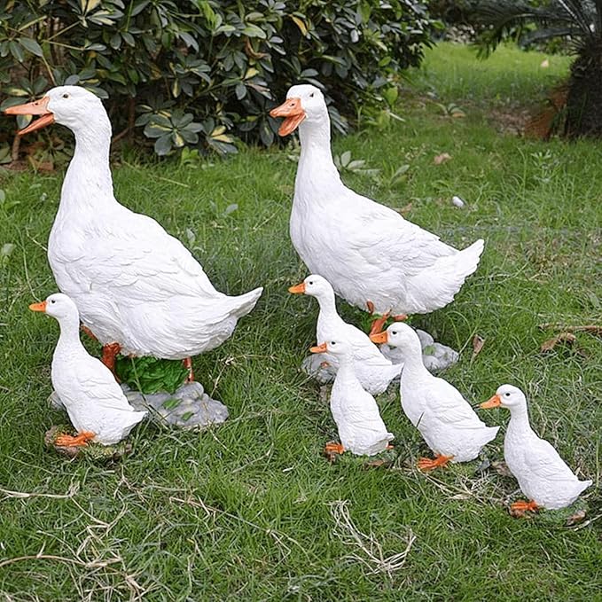 Teaeeno Farm Duck Statues Real Duck Fence Decoration Funny Resin Duck Decor Outdoor Real Animal Statue Duck Sculpture Perfect for Home Garden Stairs Farm Patio Backyard