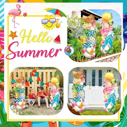 2 Pcs Summer Yard Signs Outdoor Lawn Decoration Summer Beach Ball Ice Cream Waterproof Courtyard Yard Decorations with Stake Garden Lawn Party Courtyard Decoration