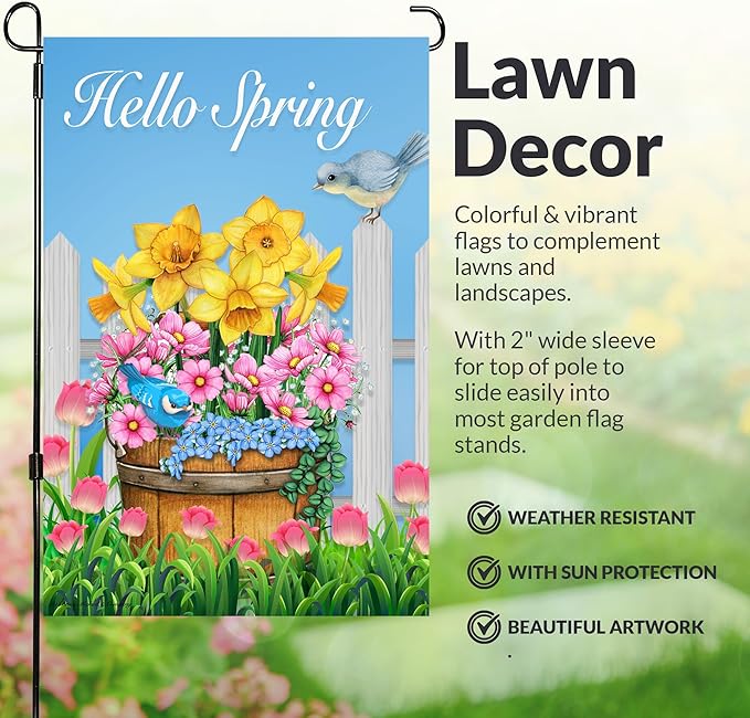Seasonal Garden Flags Set of 10 12x18 inch Double Sided Yard Flags, Outside Small Garden Flag with Anti-Wind Clip and Stopper, Outdoor Holiday Lawn Decorative Decor