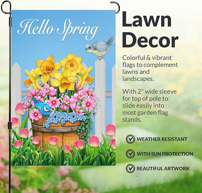 Seasonal Garden Flags Set of 10 12x18 inch Double Sided Yard Flags, Outside Small Garden Flag with Anti-Wind Clip and Stopper, Outdoor Holiday Lawn Decorative Decor