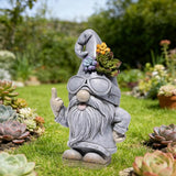 basen Funny Garden Gnome Statue, Resin Outdoor Lawn Yard Decor, Cool Sunglasses Gnome Figurine with Succulent Hat Accent, Weatherproof Patio Porch Backyard Decoration, Unique Gift Idea