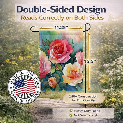 Caroline's Treasures Oklahoma Roses in Watercolor Garden Flag Mailbox Flag Decorative Yard Flag Banner Outside Patio Artwork Yard Flower Beds, Garden Size, Multicolor