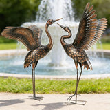 chisheen Garden Statue Outdoor Metal Heron Crane Yard Art Sculpture for Lawn Patio Backyard Decoration,46 inch (2-Pack)