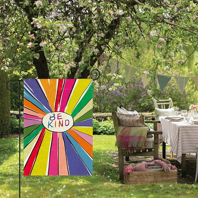 AVOIN colorlife Be Kind Rainbow Sunshine Pride Garden Flag Double Sided, LGBTQ Community Parade Gay Pride Lesbian Transgender Bisexual Yard Outdoor Decoration 12 x 18 Inch