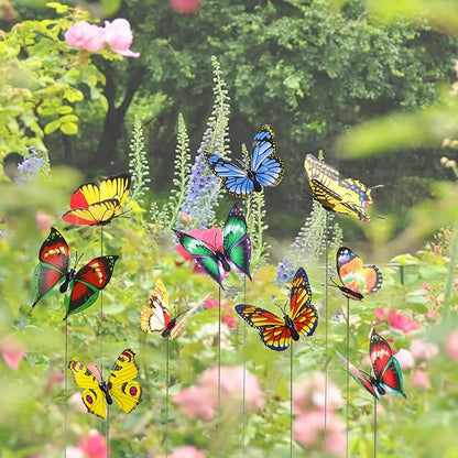 Tuxiaobu 24 Pcs Butterfly Garden Decor Stakes - Fake Butterfly Floral Picks Cake Party Butterflies Decorations for Indoor Outdoor Flower Pot Thanksgiving Christmas Whimsical Gifts