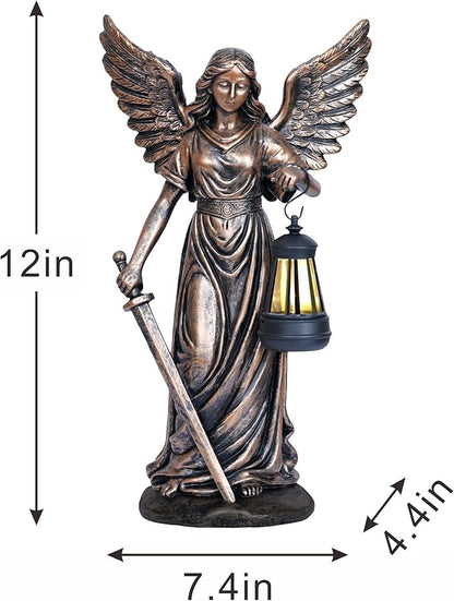 Solar Angel Garden Statue 12” Solar Outdoor Garden Angel Figurines for Outside Yard Art Patio Lawn Ornaments Angels Sculptures Gifts for Mom Grandma Women Collection Decorations