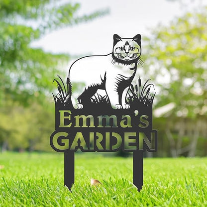 Personalized Cute Cat Kitten Metal Garden Sign,Custom Yard Sign With Stake,Outdoor Garden Décor,Pet Cat Lawn Garden Decorated Statue,Cat Sympathy Yard Metal Sign,Cat Lover Gifts Kailyard Plaque.