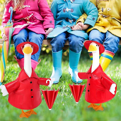 Raincoat Goose Outfits Spring Porch Goose Outfit Summer Yard Clothes for 23" Lawn Outdoor Garden Yard Patio Geese Statue Spring Summer Decor(Red)