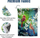 Spring Summer Cardinal Birds Garden Flags for Outside Birds Outdoor Flags Decorative 12x18 Double Sided Floral Welcome Yard Flag Small Red Bird Flag Dogwood Flower Decor