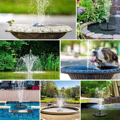 Bluelans Solar Bird Bath Fountain Pump, 5.1" Solar Powered Water Fountain Pump with 6 Nozzles, Black