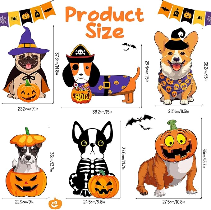 6 PCS Halloween Dog Decorations Cute Halloween Yard Sign with Stakes Dog Yard Decorations Halloween Yard Decorations Outdoor Signs