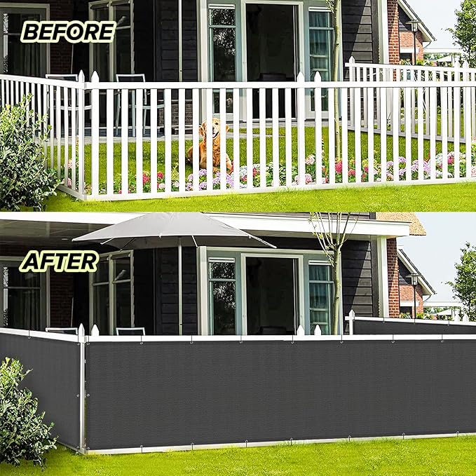 LOVE STORY Balcony Privacy Screen, 3'x15' Deck Shield Screen Fence Cover,UV Protection and Weather-Resistant,3 FT Height for Deck, Patio, Backyard, Outdoor Pool, Porch, Railing, Dark Grey
