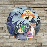 Retro Metal Sign 12"x12",Happy Halloween Scary Night Grave Witch Bats Trick Or Treat Dog Aluminum Tin Metal Sign for Home Living Room Bedroom Garden Farm Patio Decor Wall Art Poster
