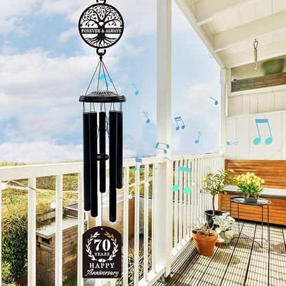 37'' 70th Anniversary Wind Chime Gifts,Golden Anniversary Keepsake Gifts Ideas,Happy 70th Decorations for Parents, Couples, Husband, Wife, Friends