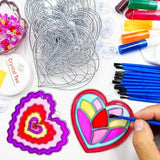 AUEKIV Valentines Suncatcher Crafts Kit 30 Sets Heart Suncatchers Window Art Paint Sun Catcher DIY Craft Kits Heart for Valentine's Day Classroom Activities Party Gift Exchange