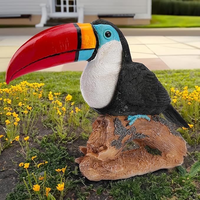 Teaeeno Toucan Decor Statue,Toucan Bird Outdoor Tiki, Resin Toucans Outdoor Tropical Decor Bird Sculptures for Patio Lawn Yard Home Decoration, Tropical Garden Decor