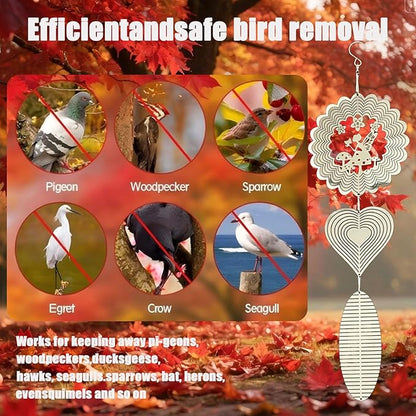 Stainless Steel Wind Spinner,3D Silver Indoor Outdoor Garden Decoration Crafts Ornaments,Metal Wind Chimes for Outside Decor,Decorations to Scare Away Yard Birds (Fairy Combination 3)