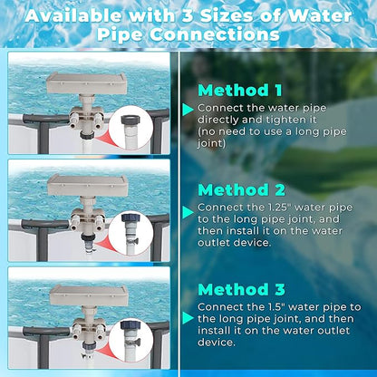 Hanaoyo LED Pool Fountain Waterfall for Above Ground Pools, 7 Different Lighting Colors, Smooth Flowing Pool Waterfall Relaxing Cascade for Outdoor Decor, Adjustable Width Fits Various Frames