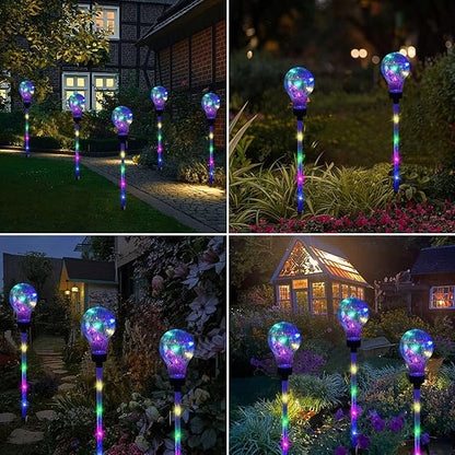 Huacenmy Solar Lights Outdoor Garden Decorative Waterproof 6 Pack Bulb Lights Outside Solar Pathway Lights for Garden Home Christmas Landscape Path Yard Lawn Driveway Flowerbed Decor - Multicolor