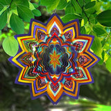 Fonmy Mandala Wind Spinner Lucky Star Worth Gift Indoor Outdoor Garden Decoration Crafts Ornaments 12 inch Multi Color Stainless Steel Wind Spinners