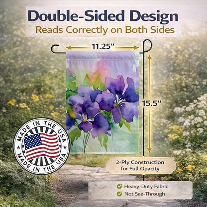 Caroline's Treasures New Jersey Violet in Watercolor Garden Flag Mailbox Flag Decorative Yard Flag Banner Outside Patio Artwork Yard Flower Beds, Garden Size, Multicolor
