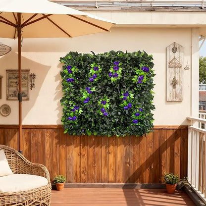 Dense Flowering Ivy Privacy Screen- Realistic Faux Foliage on Expandable Willow Fence for Outdoor, Patio, Balcony Cover & Decorative Shade Panel, UV Protected
