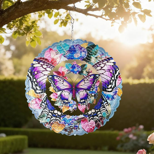 Wind Spinners Outdoor Butterfly, Birthday Gifts for Women Mom, Hanging Wind Sculptures Wind Spinners, 10 inch 3D Wind Spinner for Garden Decor, Patio, Yard