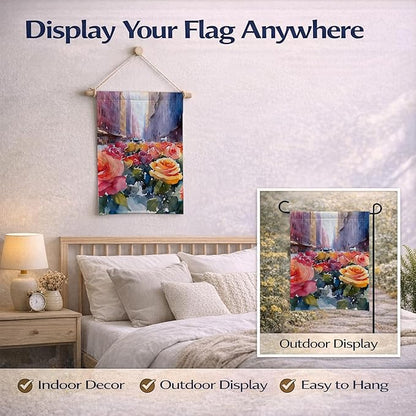Caroline's Treasures New York Roses in Watercolor Garden Flag Mailbox Flag Decorative Yard Flag Banner Outside Patio Artwork Yard Flower Beds, Garden Size, Multicolor