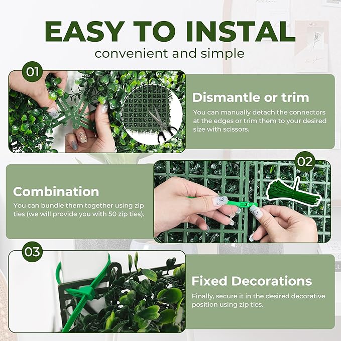 Artificial Boxwood Roll Panels: 60"x128" (53.5 sqft) UV-Anti Faux Hedge Privacy Screen - 4-Layer Fake Greenery Ivy Vine Grass Wall for Garden, Patio, and Balcony Backdrop Decoration